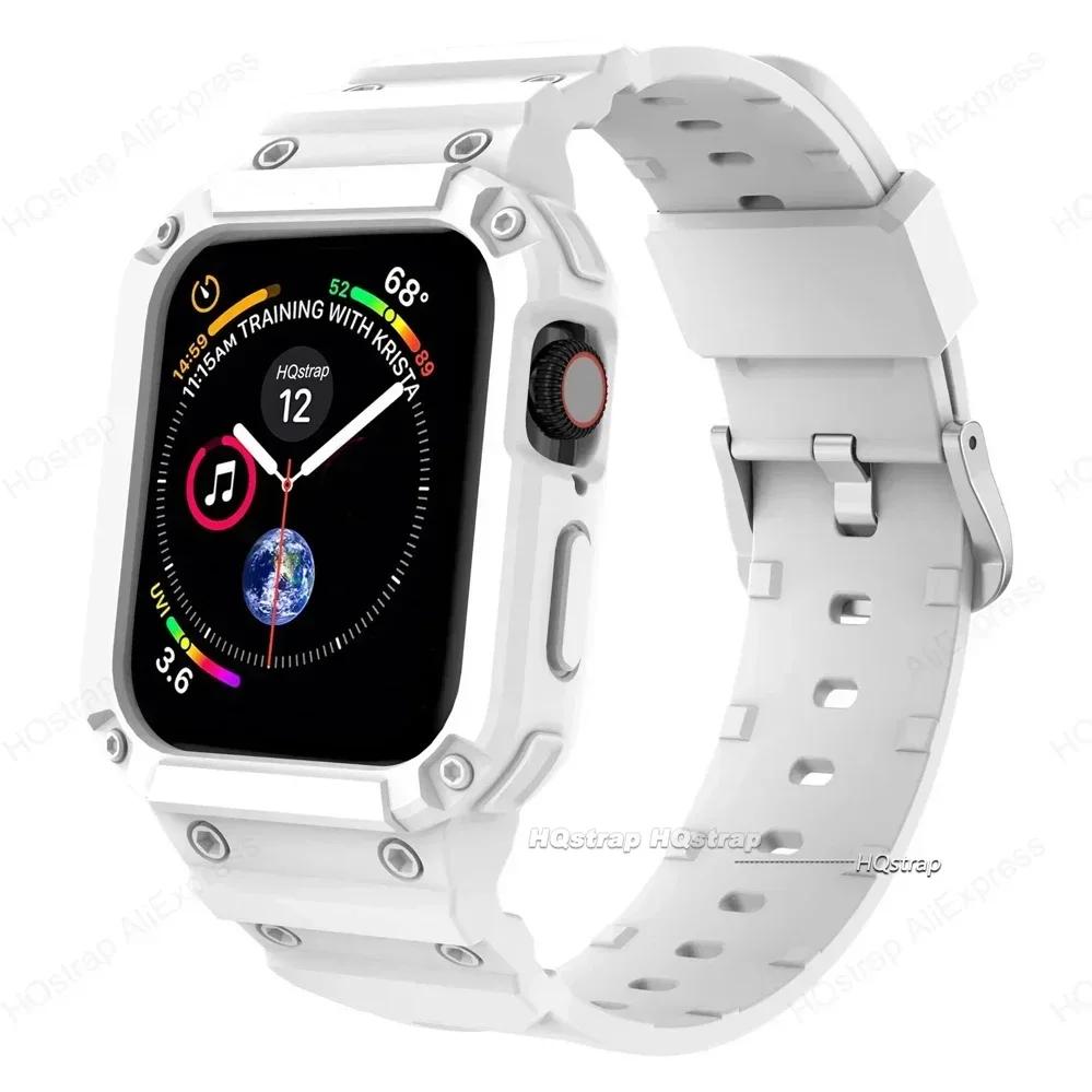 Case for Apple Watch Band 44mm 45mm 49mm 42mm 40/38 Watch Strap for Iwatch 7 8 6 5 4 SE TPU Protective Cover Silicone Bracelet