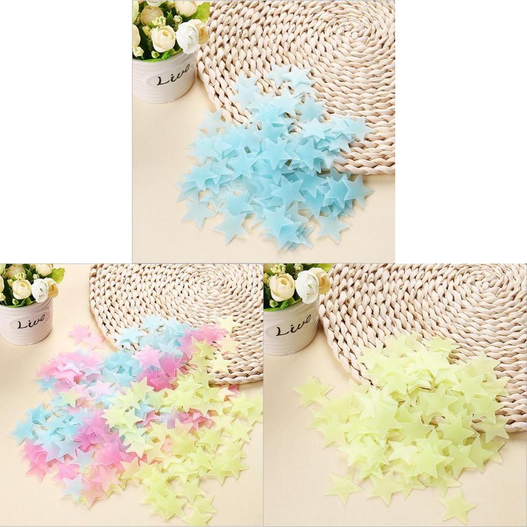 Sachet de 100 pièces d'autocollants muraux phosphorescents de qualité supérieure pour chambres d'enfants en formes d'étoiles colorées