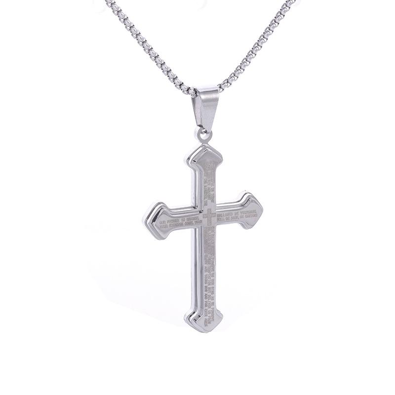 Classic Stainless Steel Cross Pendant Necklace Mens Women Jewelry Street Party Fashion Accessories Gift