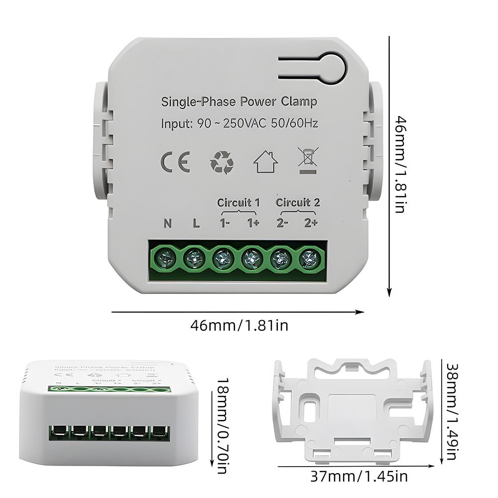 80A Smart Two-Way Bilateral Wi-Fi Energy Monitor with 2pcs 80A CT Current Transformer Clamps
