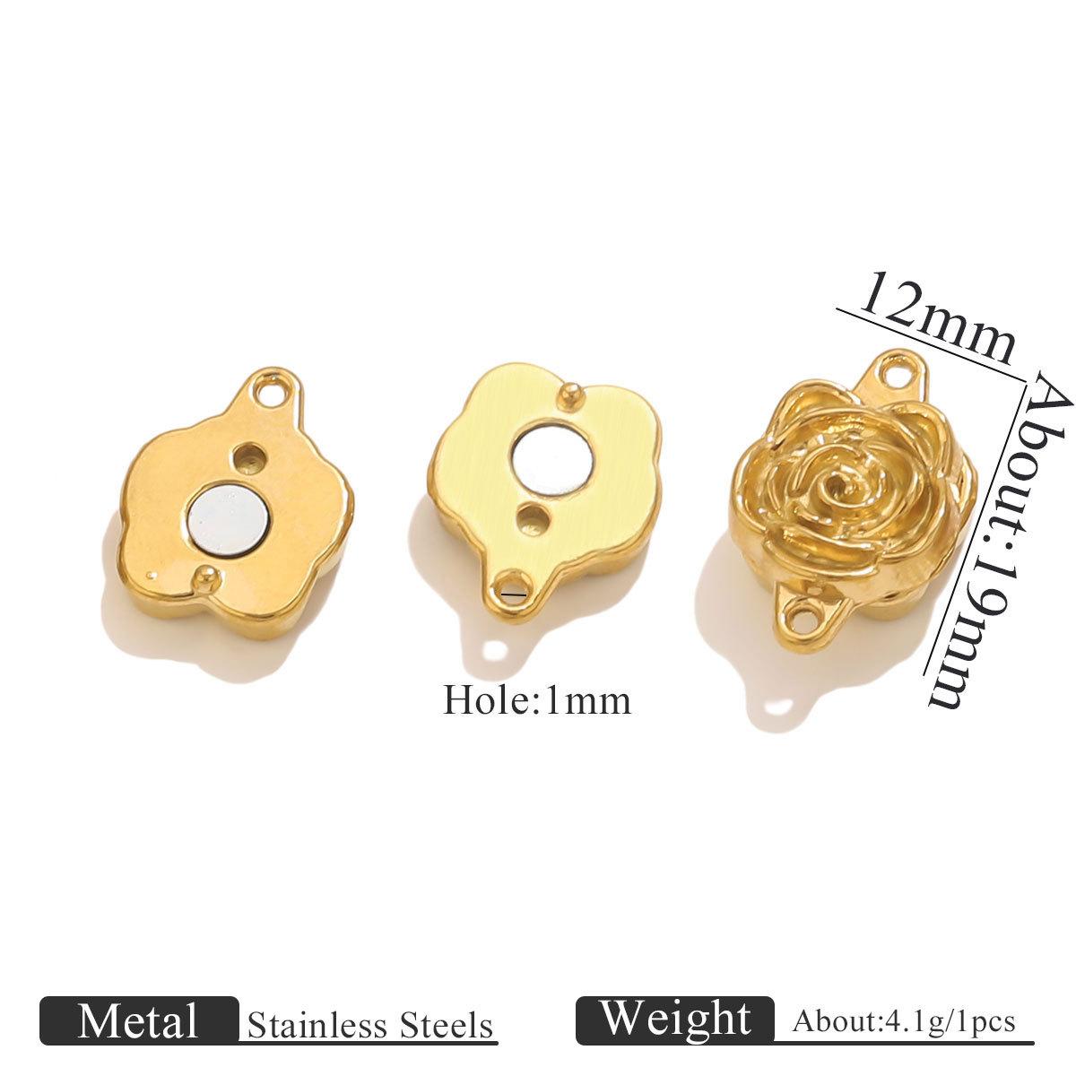 Stainless Steel Vacuum-plated Gold-plated Rose Magnetic Clasp Bracelet and Necklace Finishing Clasp DIY Jewelry
