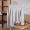 Women's Pure Cashmere Batwing Sleeve Pullover with Rolled Hem and Half-High Neck - Autumn & Winter Style