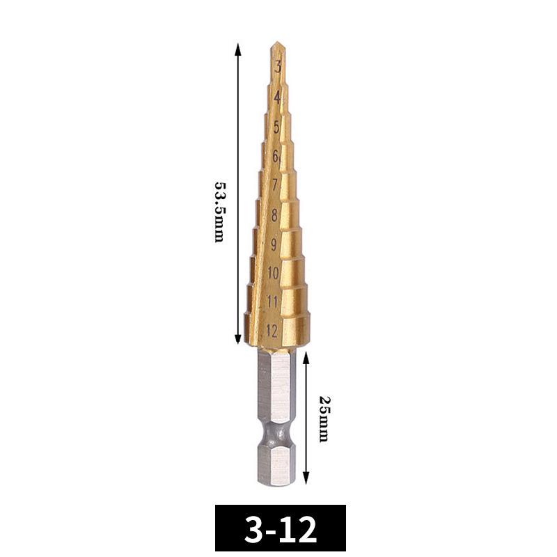 Three-Piece Titanium Step Drill Bit Set for Woodworking