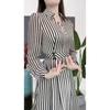 2025 Plus Size Striped Dress - Slimming Waist-Cinching Design for Spring & Autumn Casual Fashion