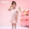 Balabala Children's Dress Girls' Dress, Summer Dress 2025 New Style College Polo Dress Embroidered
