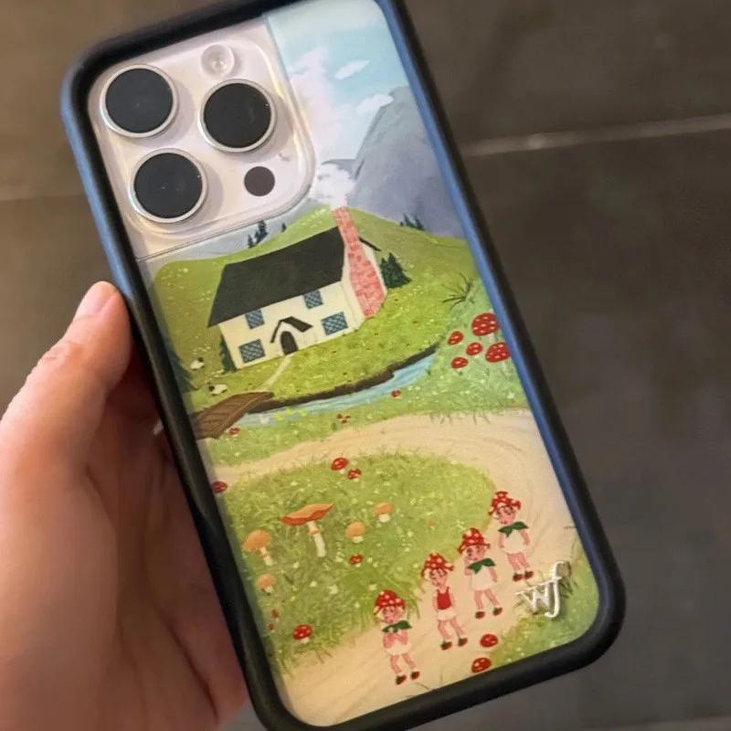 Wildflower ins Nara Smith Sweet Sliy Phone Case for iPhone 12 13 14 15 16 Pro Max Plus 17 Pro Cherries Clown Around Orchid Cover