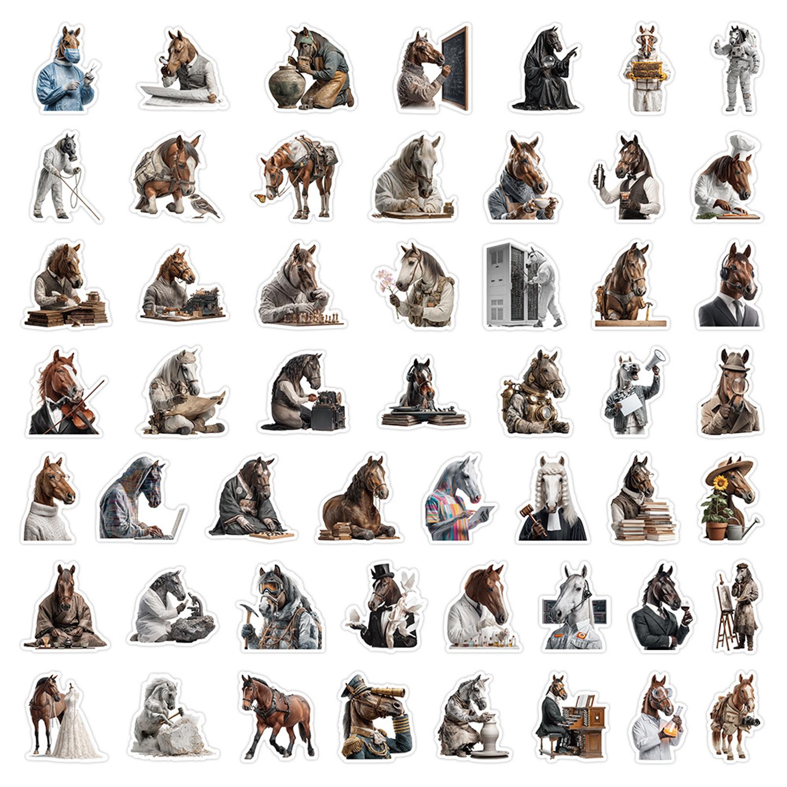 50pc Chinese Horse Stickers Cartoon New Year Horse Success Stationery Box Stickers One Size