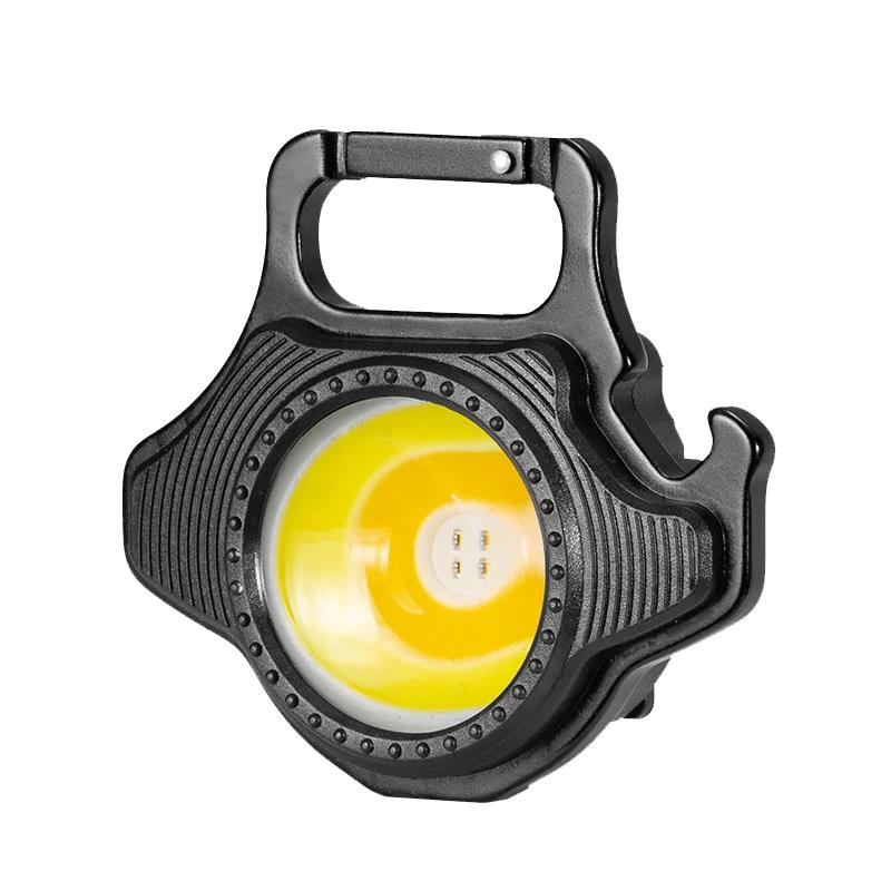 COB Keychain Work Light with Battery Display 8 Mode USB Rechargeable High Lumens Portable LED Light for Camping Hiking Running