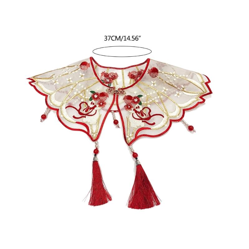 Hanfu Collar False Collar Yunjian Embroidery Lace Studded Bridal Collar Traditional Chinese Hanfu Yunjian