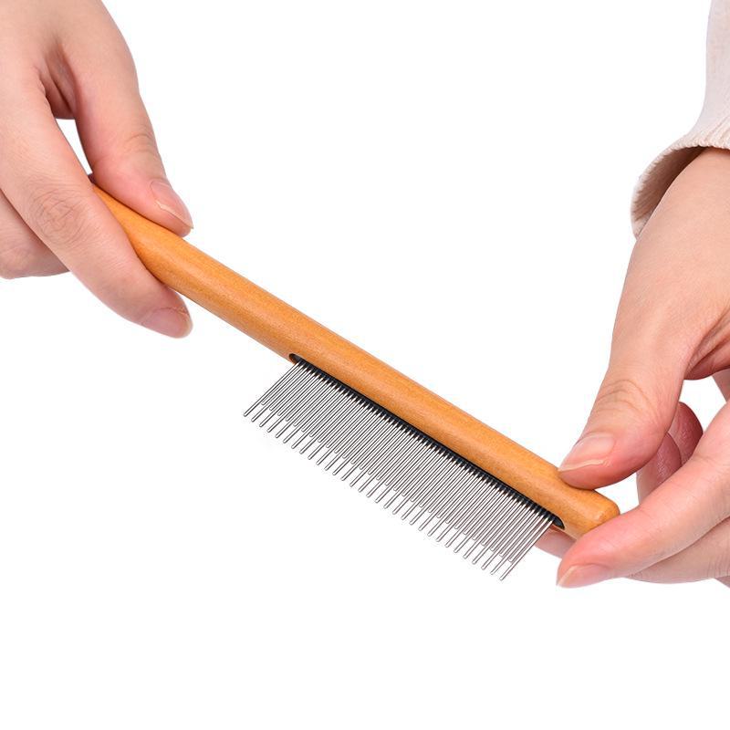 Wooden Pet Comb for Removing Loose Hair and Fleas - Ideal for Dogs and Cats
