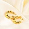 European & American Trendy Geometric Metal Earrings: 18K Gold Plated Stainless Steel Hollow Square Oval Studs