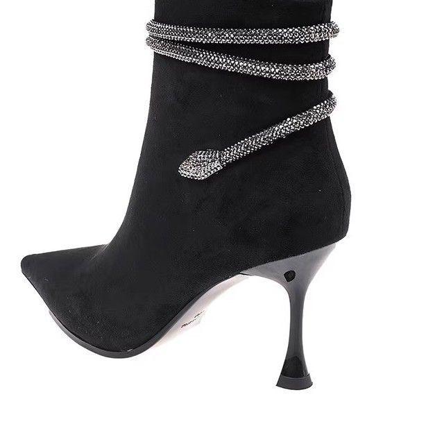 Women's Pointed Toe Suede Ankle Boots, Slim Stiletto Heel, 2025 Autumn/Winter Collection