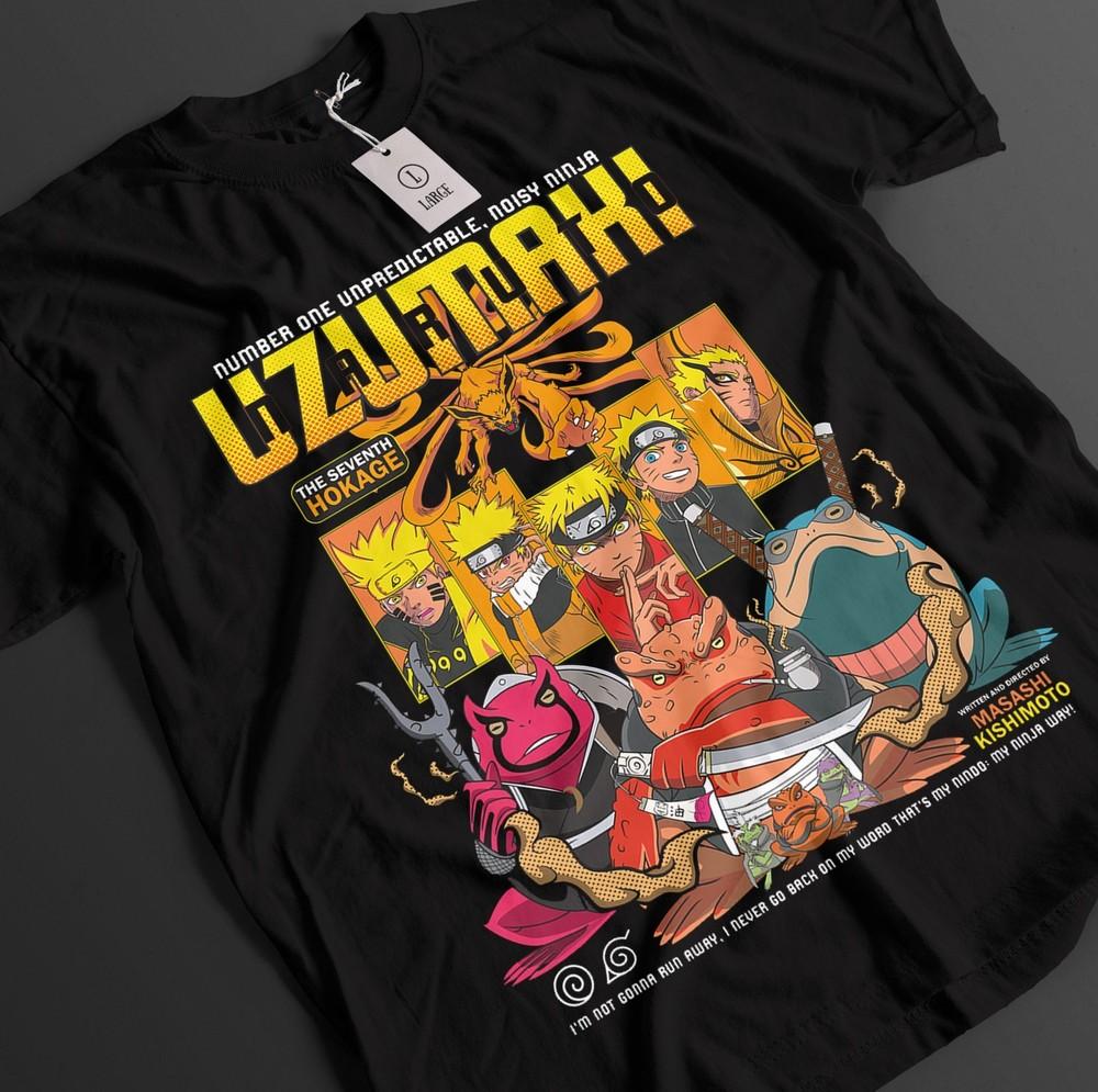 

Футболка Наруто Курама Футболка Узумаки Футболка Аниме Минато Топ Боруто Унисекс Футболка L