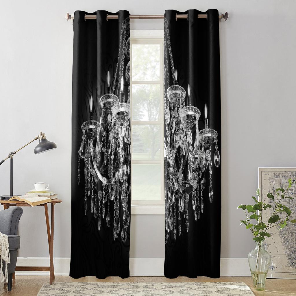 Black And White Chandelier Curtains for Bedroom Kids Room Living Room Window Curtain Luxury Curtains for Kitchen