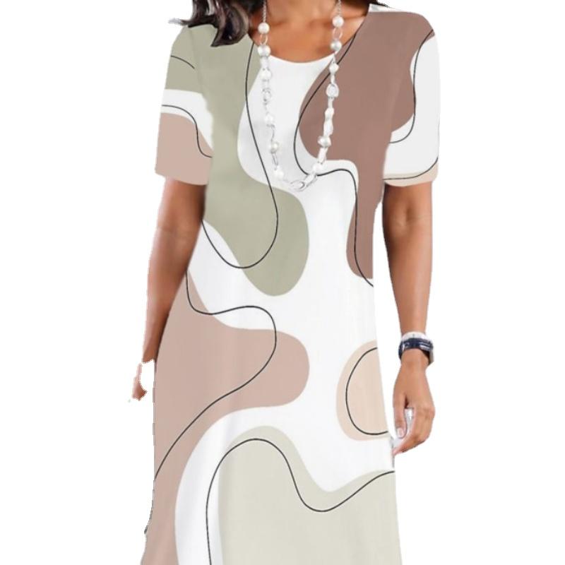 YYFS Kadın Modası Yaz İlkbahar Kısa Kollu O-Boyun Günlük Elbiseler