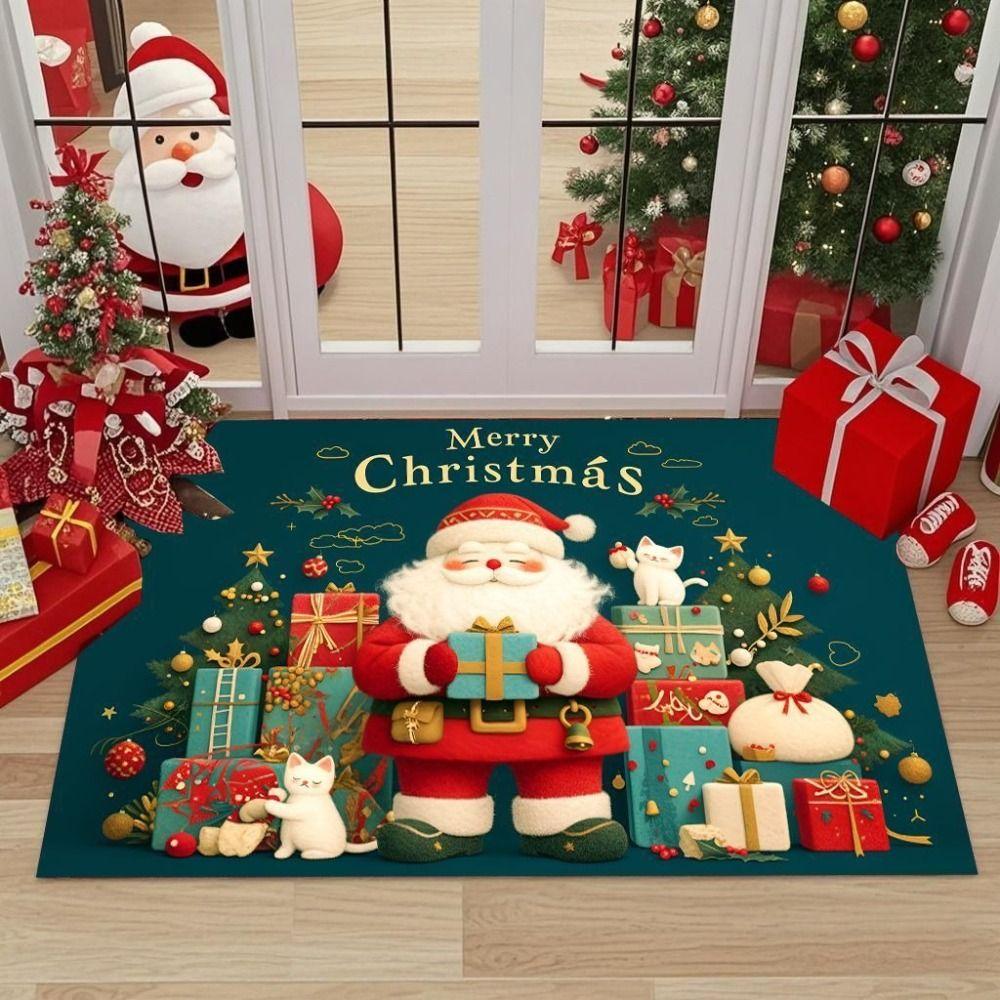 Flannel Anti-Slip Floor Mat Non-Slip Backing Festive Entrance Rug  For Corridors
