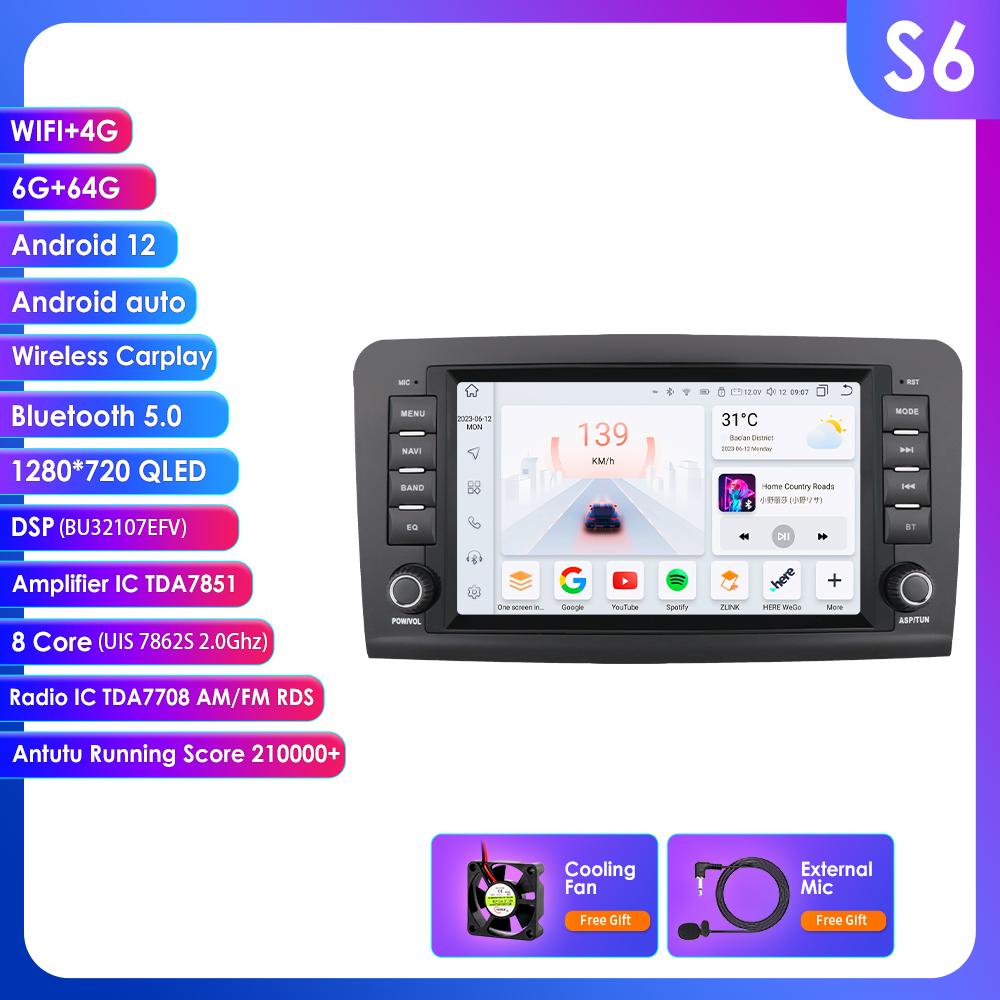 Ossuret 2Din Android 13 Car Radio for Mercedes Benz GL ML W164 ML350 ML500 X164 GL35 GL45 2005-2012 Navigation GPS Intelligent Multimedia Video WIFI