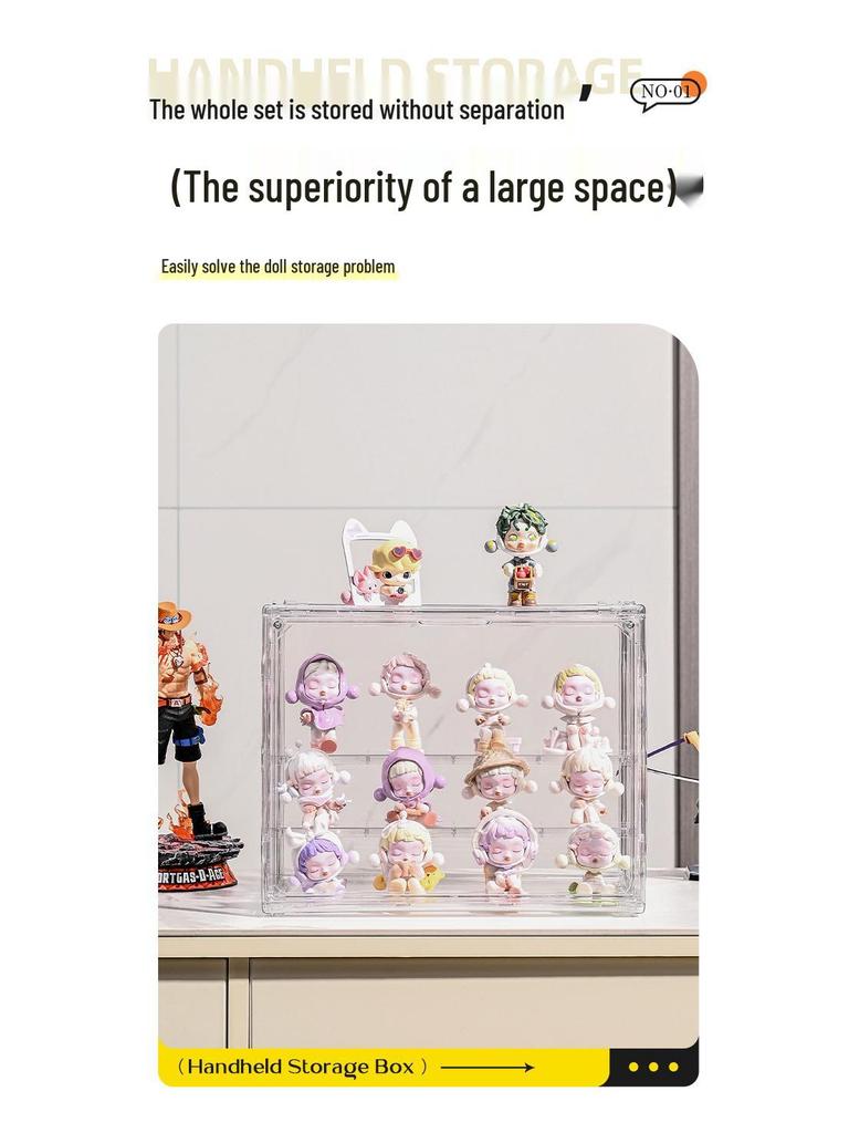 Acrylic Display Case with Shelves for Model Figures, Dolls, and Blind Box Figurines 