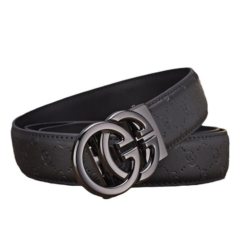 Men's Embossed Cowhide Leather Belt with High-Grade Alloy Automatic Buckle - Casual Style