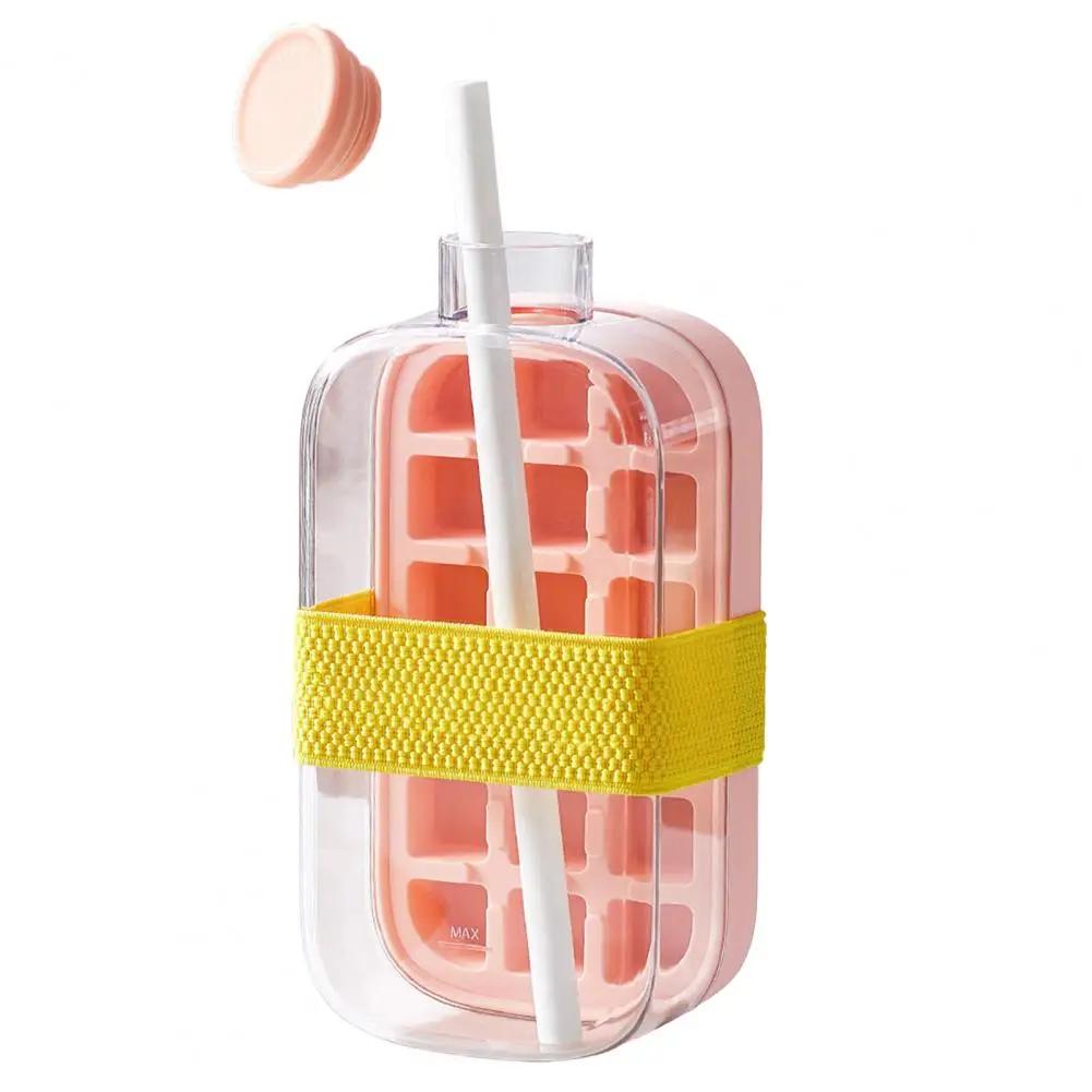 

D2 Vertical Ice Cube Tray with Lid Quick Freeze No-Touch Release Easy Press Ice Cube Maker Mold for Whiskey Cocktails Reusable 500ML розовый