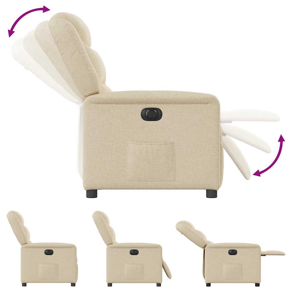 Electric Recliner Chair Cream Fabric