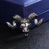 Retro Ram Skull Brooch Polished Alloy Metal Unique Gothic Punk Style for Party Wear Fashion Jewelry Accessory for Teens