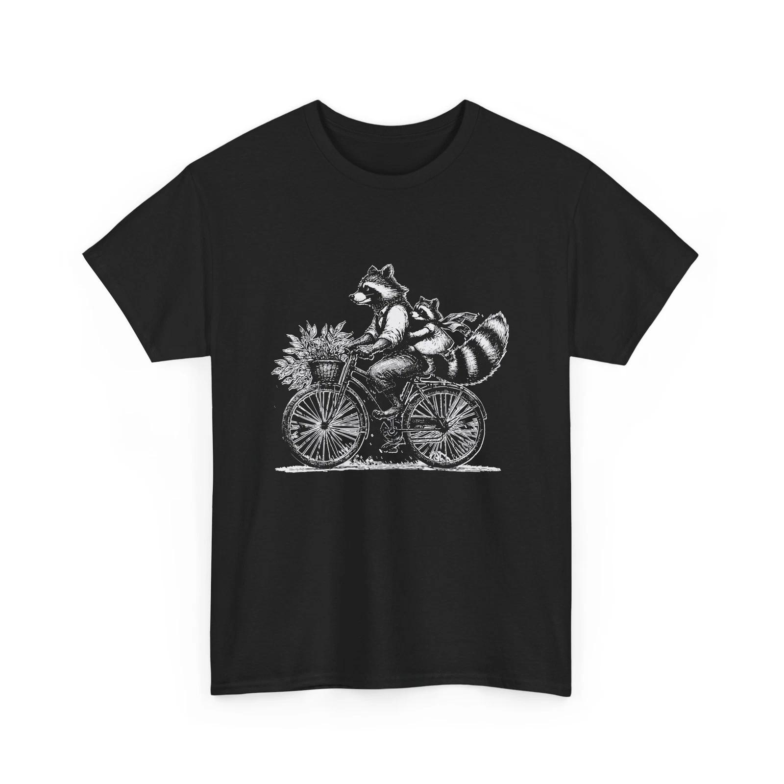 

Cyclist T-Shirt | Bicycle shirt | Raccoon Father Riding Bicycle with Daugther 4XL