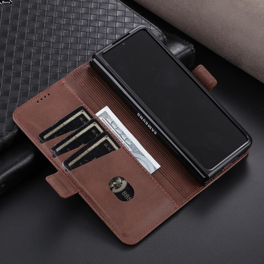 Deluxe Magnetic Adsorption Leather Fitted Case for Samsung Galaxy Z Fold4 / Z Fold 4 5G Flip Cover Protective Case Fundas Coque