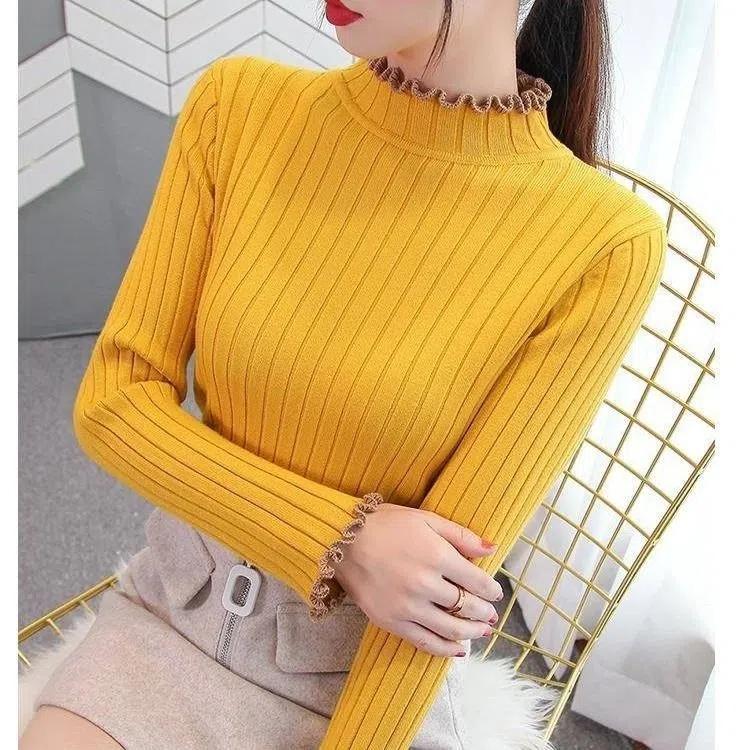 Maglioni Autunno Inverno Ispessiti a Mezza Scollatura Donna Slim Lavorati a Maglia Maglie di Base Donna Taglie Grandi Maglioni Casual