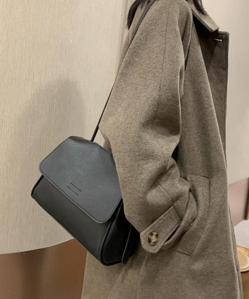 Women's Korean-inspired Shoulder Bag, Simple Square Design, Small Mini Shoulder Bag, Synthetic Leather (black)