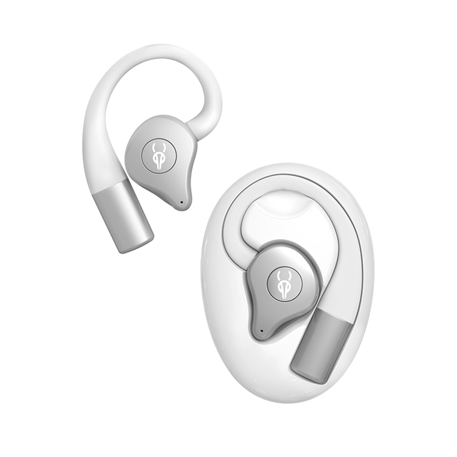 

okcsc Q12 Bluetooth Открытые Беспроводные Шумоподавляющие Открытые 18 Часов Ультра Siri Совместимые с Наушниками Gale Silver, Ухо, Наушники, Шумоподавление, Накладные,