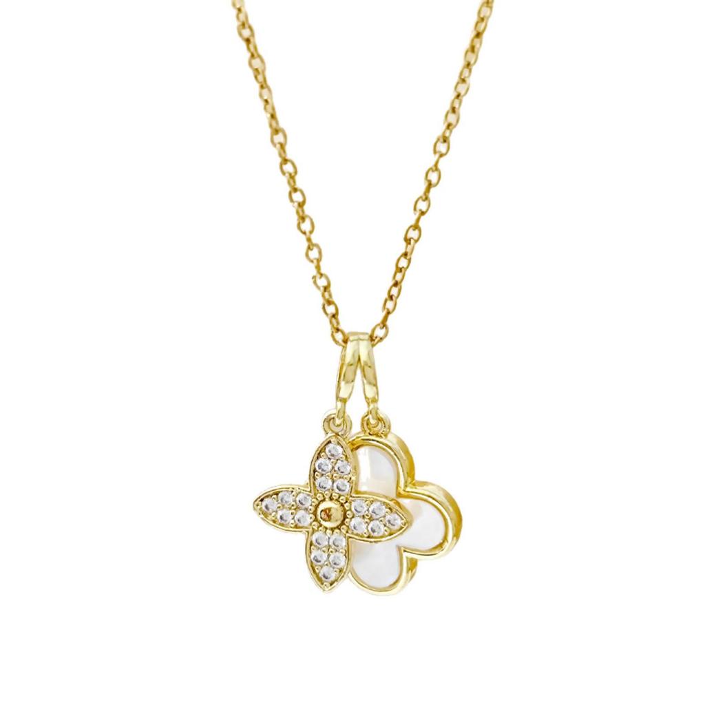 Luxurious Zirconia Inlaid Four-Leaf Clover Women's Necklace - Versatile Fashion Clavicle Chain