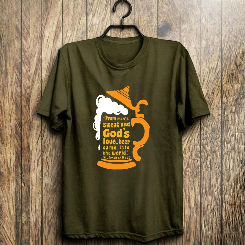 Saint Arnulf Beer Quote Graphic T-Shirt Men Unisex Tee Fashionable Streetwear Casual Summer Top Trendy Drinker Gift Cotton Shirt