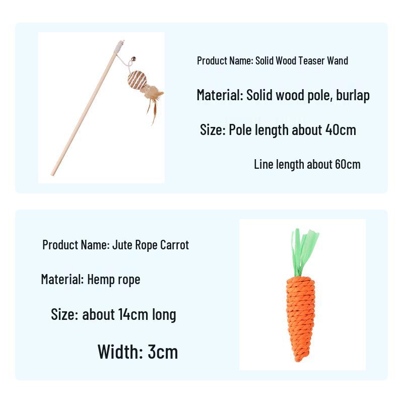 Wooden Cat Teaser Stick Set