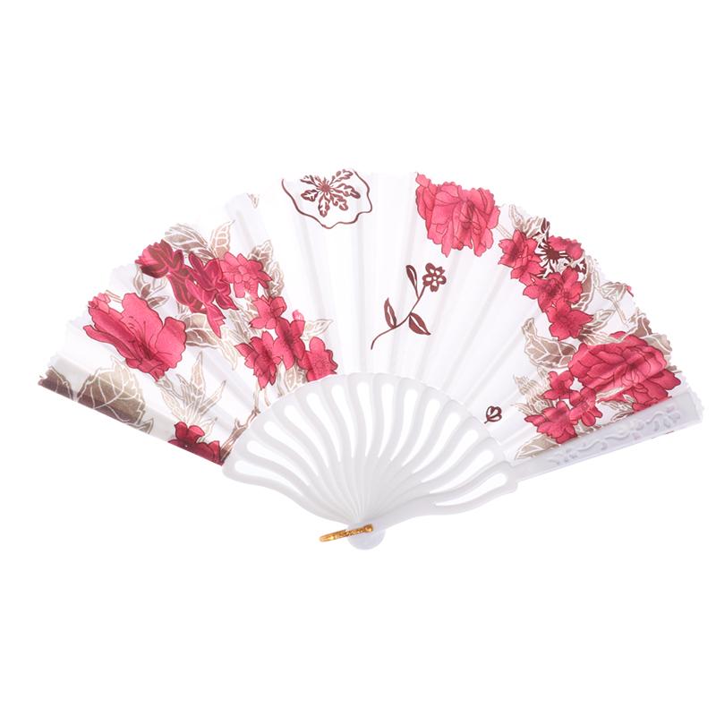 Retro Flower Printed Folding Fan Classical Dancing Fan Women Cheongsam Fan Portable Hand Held Fan Wedding Fan Decor Gifts