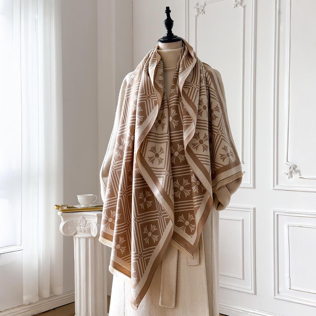 

Зимовий теплий кашеміровий шарф для жінок Розкішна пашмінова ковдра Товста шаль-накидка Бандана Модна Bufanda Echarpe Пончо