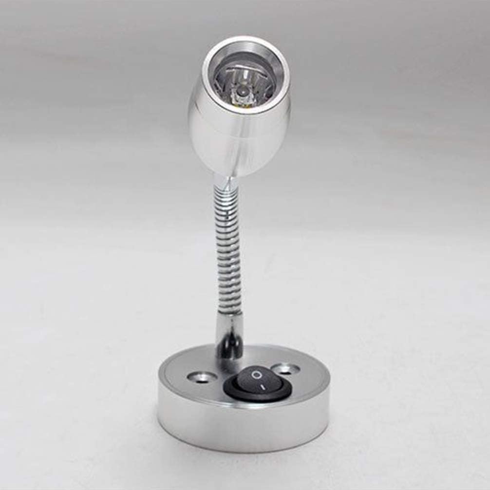 2PCS RV Interior Lighting LED Wall Mounted Reading Lights Flexible Gooseneck Bedside Wall Lamp for Caravan Camper Trailer Dorm, 12V, 3W, 6000K