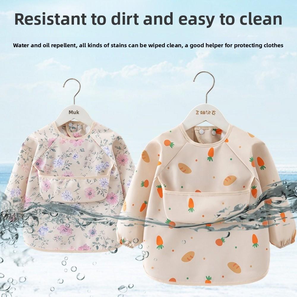 Waterproof Child Feeding Bib Rice Pocket Toddler Bibs High Quality Long Sleeve Apron