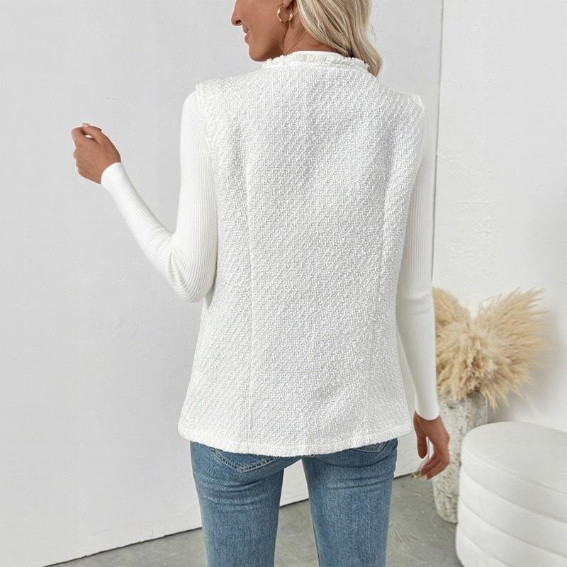 YYFS Women's Fashion Casual Solid Color Print Autumn Winter Sleeveless O-Neck Jackets & Coats