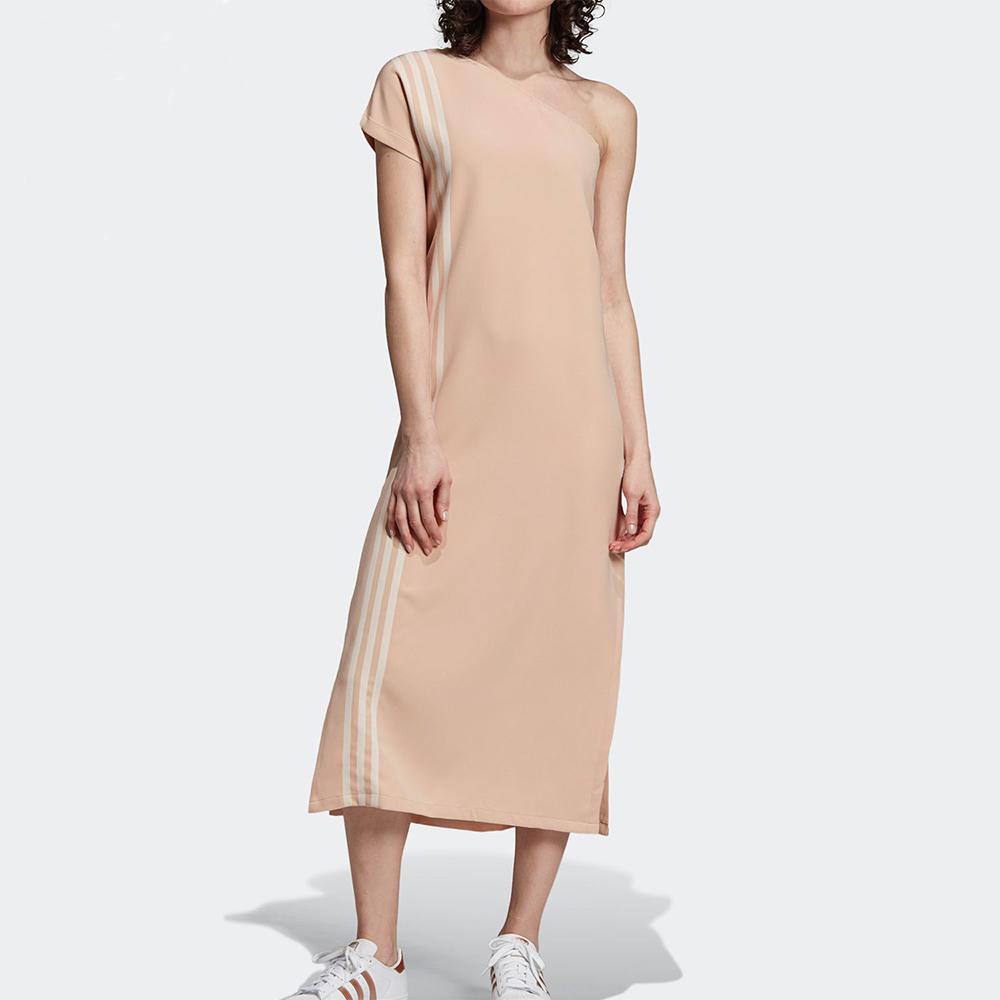 adidas Originals Casual Breathable Loose A-Line Short Sleeve Dress Women Dresses Off-White EC0934