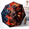 1pc Sturdy 8-Bone Auto Umbrella, Ancient Green Dragon Umbrella, Digital Printed, Foldable Umbrella for On-the-Go Outdoor Use
