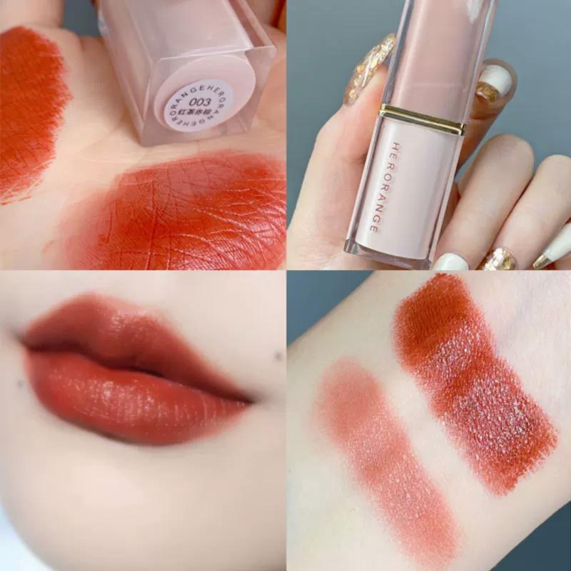 Crystal Square Tube Lipstick Matte Velvet Matte Lip Balm for Natural Makeup, Brightens Yellow Skin, Affordable Student Lip Gloss Gift Box Packaging