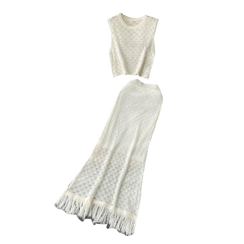 Gentle Cut Out Sleeveless Mid Length Long Length Tassel Summer Dress