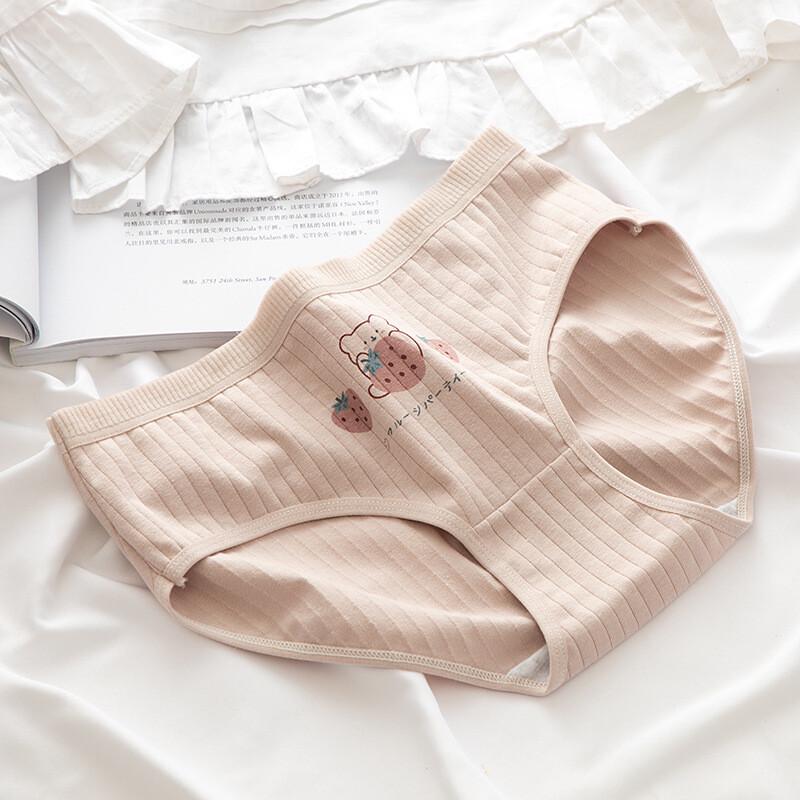 FitonTon Girls' Pure Cotton Japanese Style Mid-Waist Underwear 5-Pack