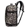 Rucksack mit Leopardenmuster, mehreren Taschen und verstellbaren Trägern