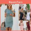 Elegantes asymmetrisches Bodycon-Minikleid für Damen mit kurzen Ärmeln für Urlaubs-Sommerpartys