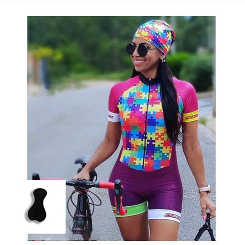 Women s Short-sleeved Triathlon One-piece Breathable Slim Bicycle Mountain Bike Sportswear S