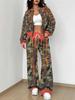 Simple Autumn and Winter New European and American Women's Clothing Yellow-green Camouflage Printing Suit Women
