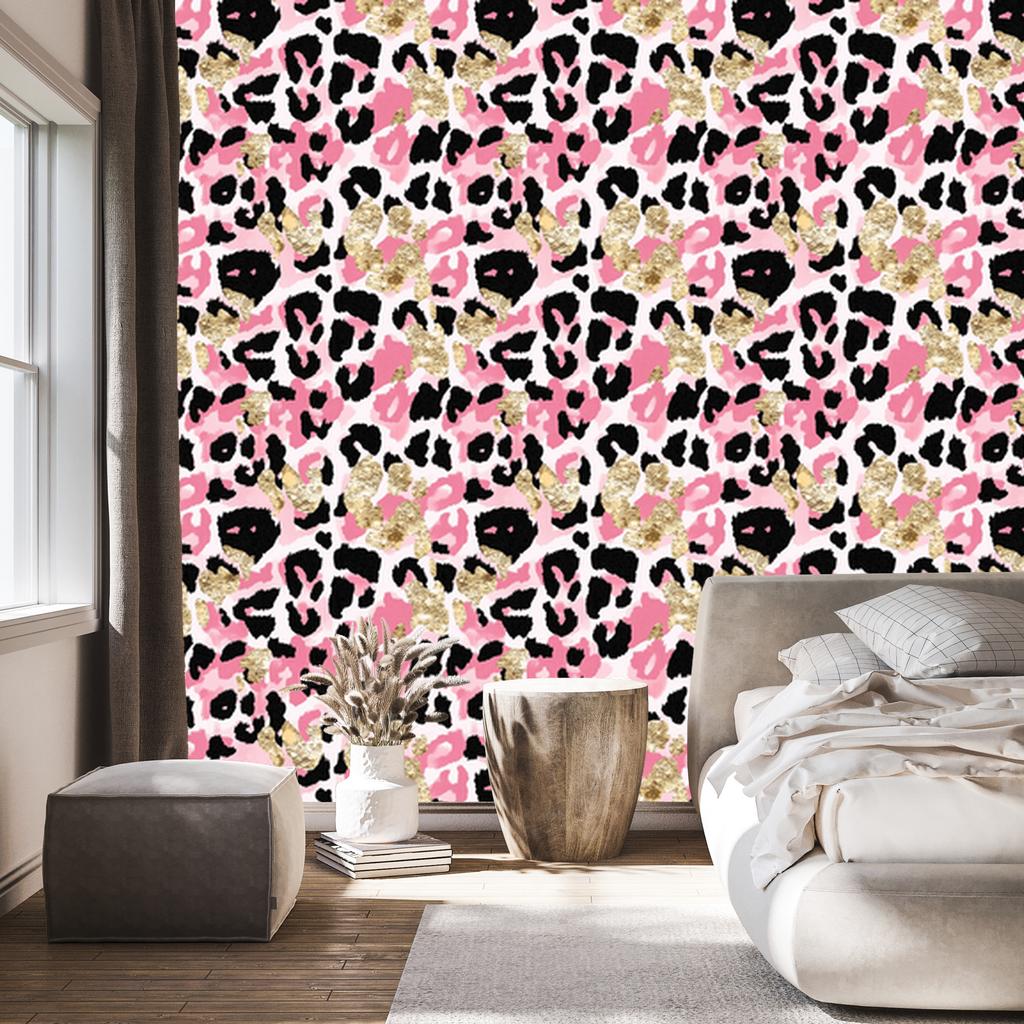 Pink glitter leather wallpaper powder pink, black and white 50x1000