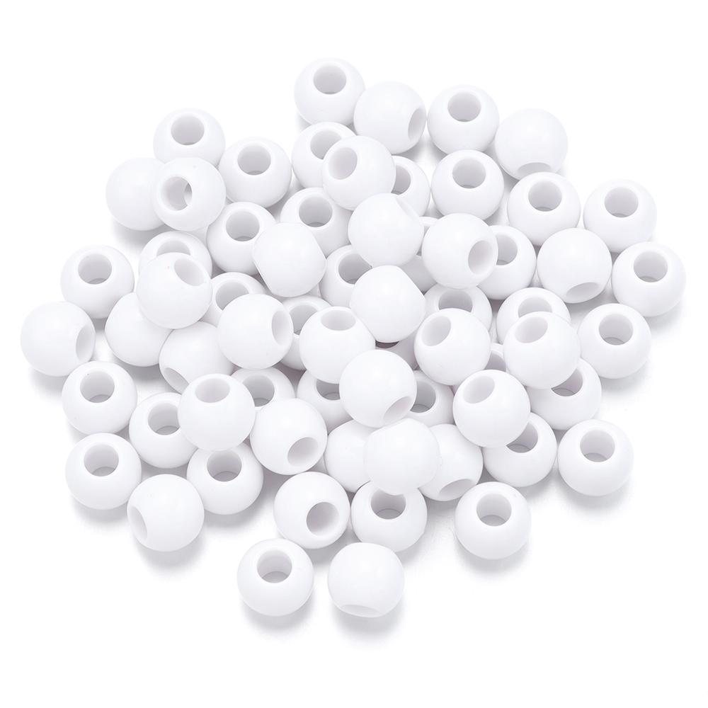 50-400pcs Acrylic Beads 6/8/10/12/14/16mm Black White Solid Color Large Hole Round Loose Beads For Jewelry Making DIY Necklace